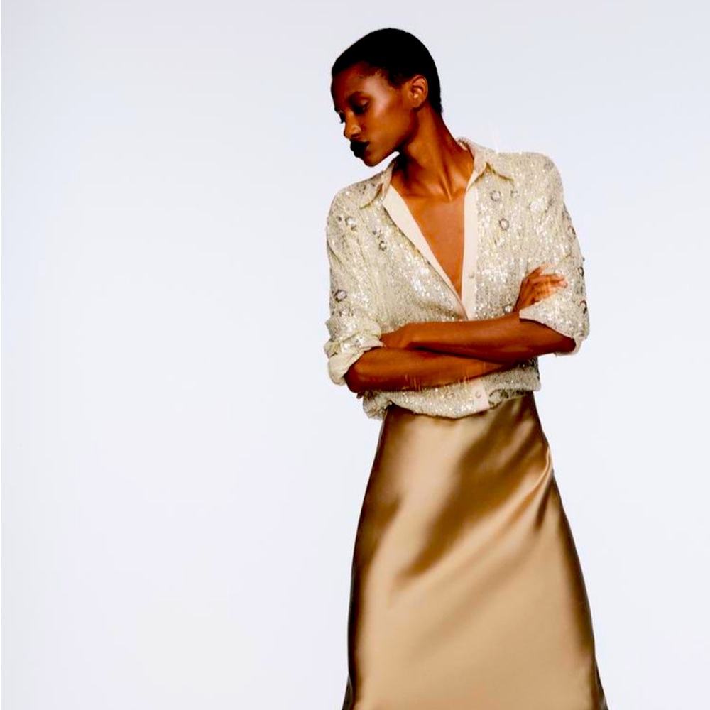 Zara SEQUIN SHIRT NEW WITH TAGS